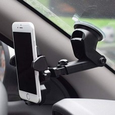 OkaeYa Long Neck One Touch Mount Car Mobile Phone Holder with Silicon Base and 360 Degree Touch Frame for Dashboard/Windshield (Black)